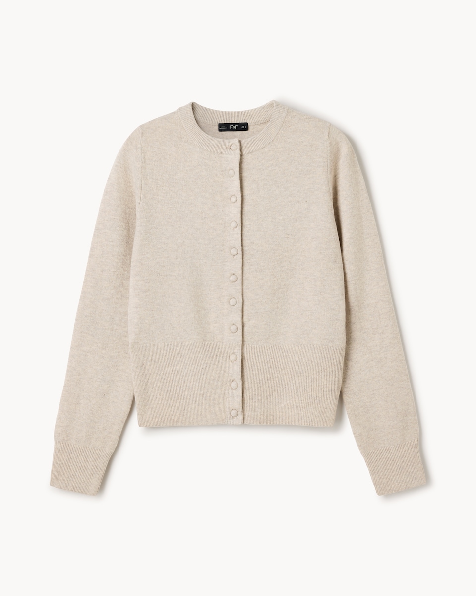 image 1 of F&F Long Sleeved Cardigan in Neutral