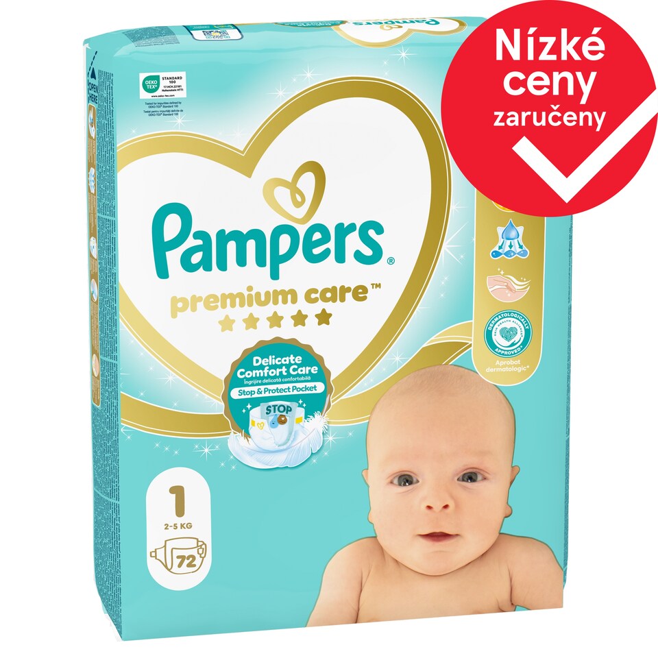 Obrázek 1 pro produkt Pampers Premium Care Velikost 1, 72 Dětské Plenky, 2kg-5kg