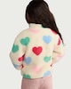 image 3 of F&F Girls Fleece Heart Print Jacket in Multi