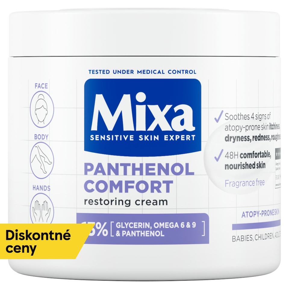 Mixa Panthenol Comfort obnovujúca telová starostlivosť aj na pokožku so sklonom k atopii, 400 ml