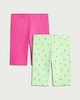 image 1 of F&F Girls 2-Pack Cotton Rich Ribbed Watermelon Cycling Shorts in Green