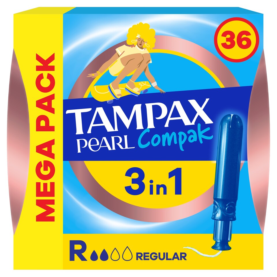 image 1 of Tampax Pearl Compak Regular Tampons With Applicator x36