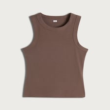F&F Cotton Rich Ribbed Racer Back Vest in Mink