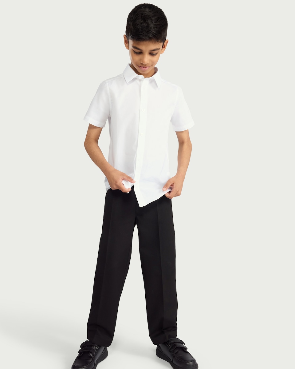 image 1 of F&F School Boys 3-Pack Slim Fit Short Sleeved Shirts in White