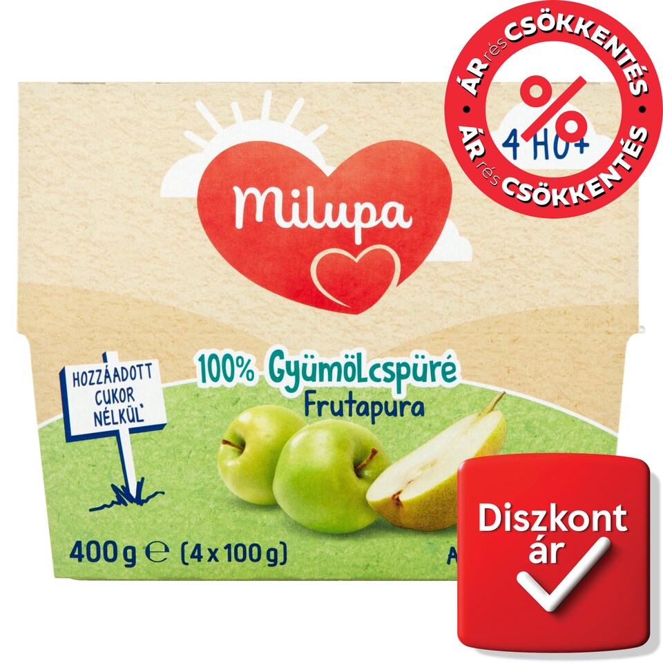 image 1 of Milupa Frutapura Apple-Pear 100% Fruit Puree 4 Months+ 4 x 100 g (400 g)