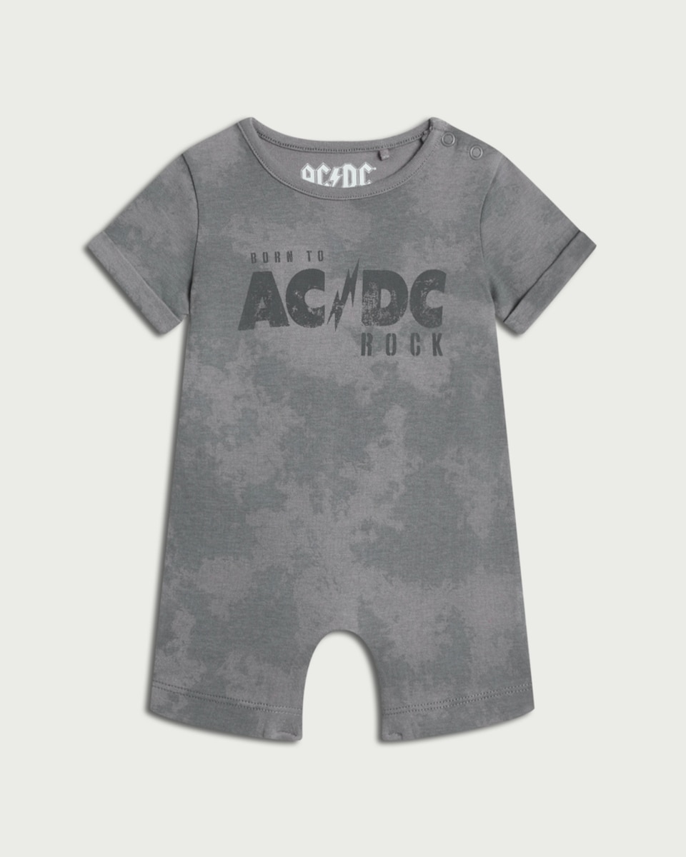 image 1 of AC/DC Pure Cotton Born to Rock Romper in Grey