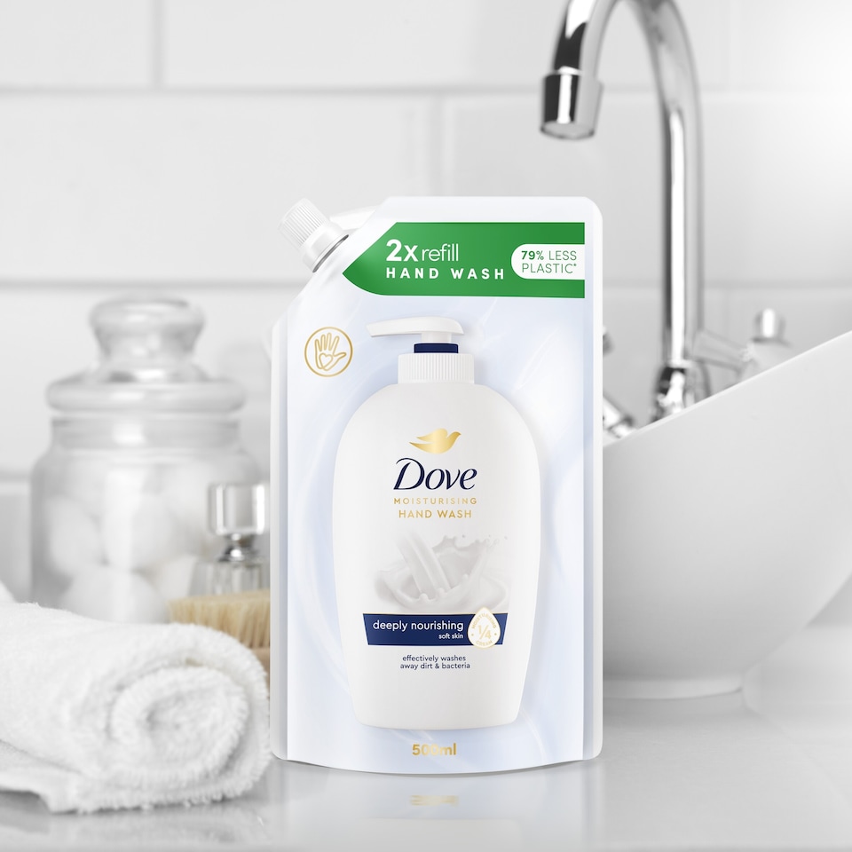 image 1 of Dove Fine Silk Caring Liquid Soap Handwash Refill 500ml