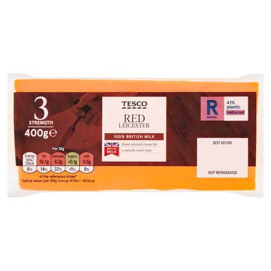 Tesco Red Leicester Cheese 400G Tesco Groceries