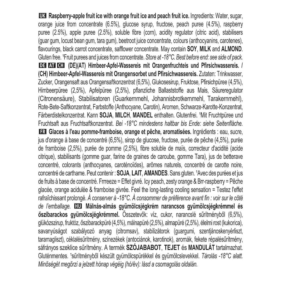 image 1 of Twister Freeze Peach, Orange & Raspberry Ice Lollies 4x70ml