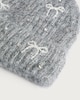 image 2 of F&F Knitted Faux Pearl Diamanté Embellished Beanie Hat with Wool in Grey