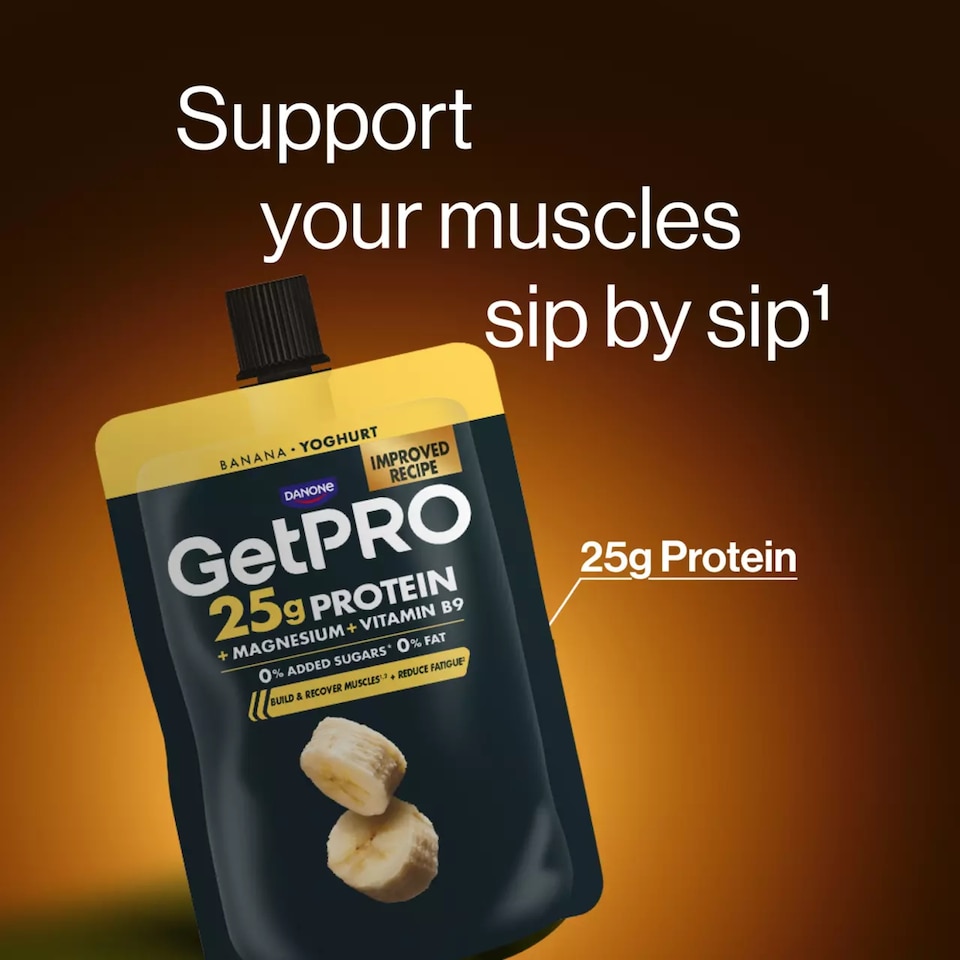 image 1 of GetPRO 25g Protein Yoghurt Pouch - Banana 200g