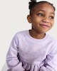 image 1 of F&F Girls Floral Print Long Sleeved Sweat Dress in Lilac