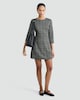 image 1 of F&F Textured Check Print Long Sleeved Shift Dress in Multi Black White
