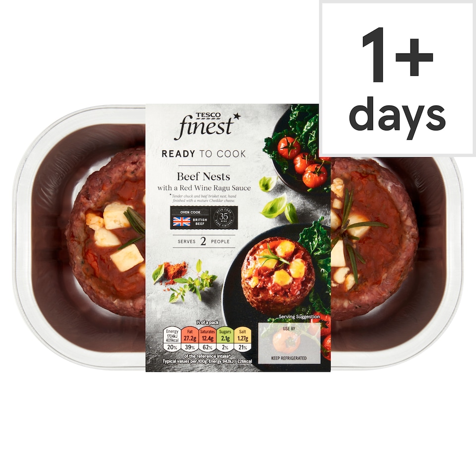 Tesco Finest Ready to Cook Beef Nests with a Red Wine Ragu Sauce 398g
