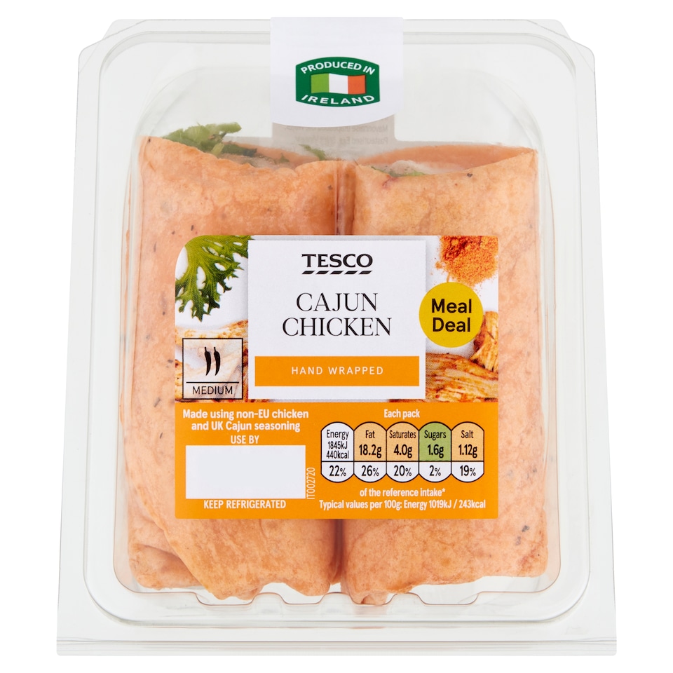Tesco Cajun Chicken Wrap 181G
