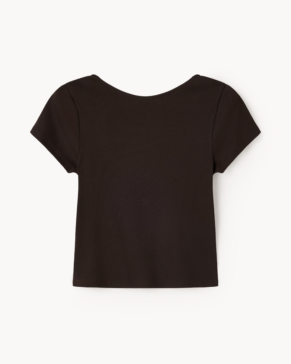 OH ME OH MY Cotton Rich Cropped T-Shirt in Chocolate