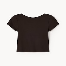 OH ME OH MY Cotton Rich Cropped T-Shirt in Chocolate