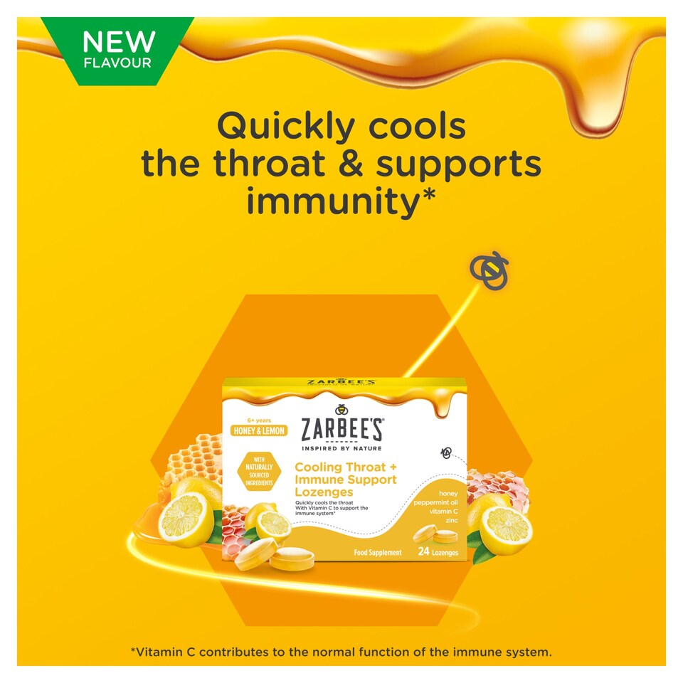 image 1 of Zarbee's Cooling Throat Honey & Lemon Lozenges 24s
