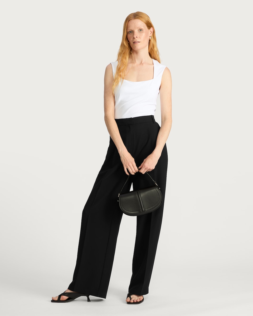image 1 of F&F Double Pleat Wide Leg Trousers in Black