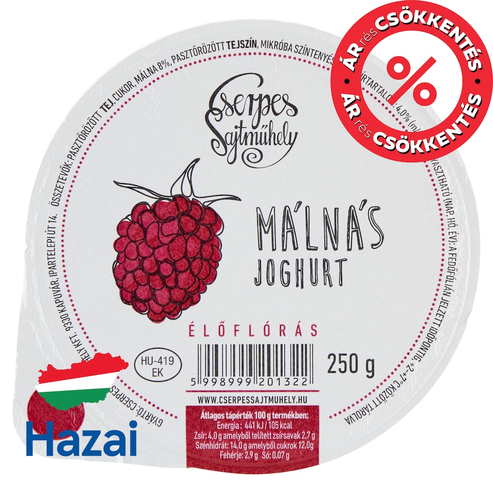 image 1 of Cserpes Sajtműhely Strawberry Flavoured Yoghurt with Live Culture 250 g