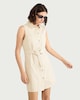 image 2 of F&F Pure Cotton Belted Shirt Denim Dress in Cream