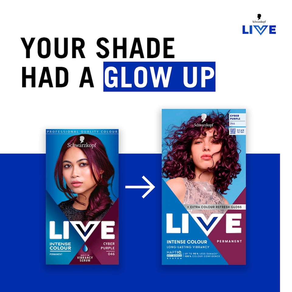 image 1 of Schwarzkopf LIVE Intense Colour 046 Cyber Purple Permanent Hair Dye