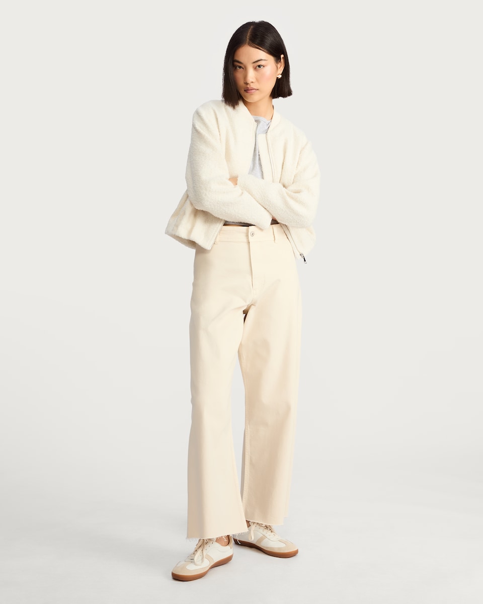 image 1 of The F&F Edit Textured Zip Through Bomber Jacket in Cream