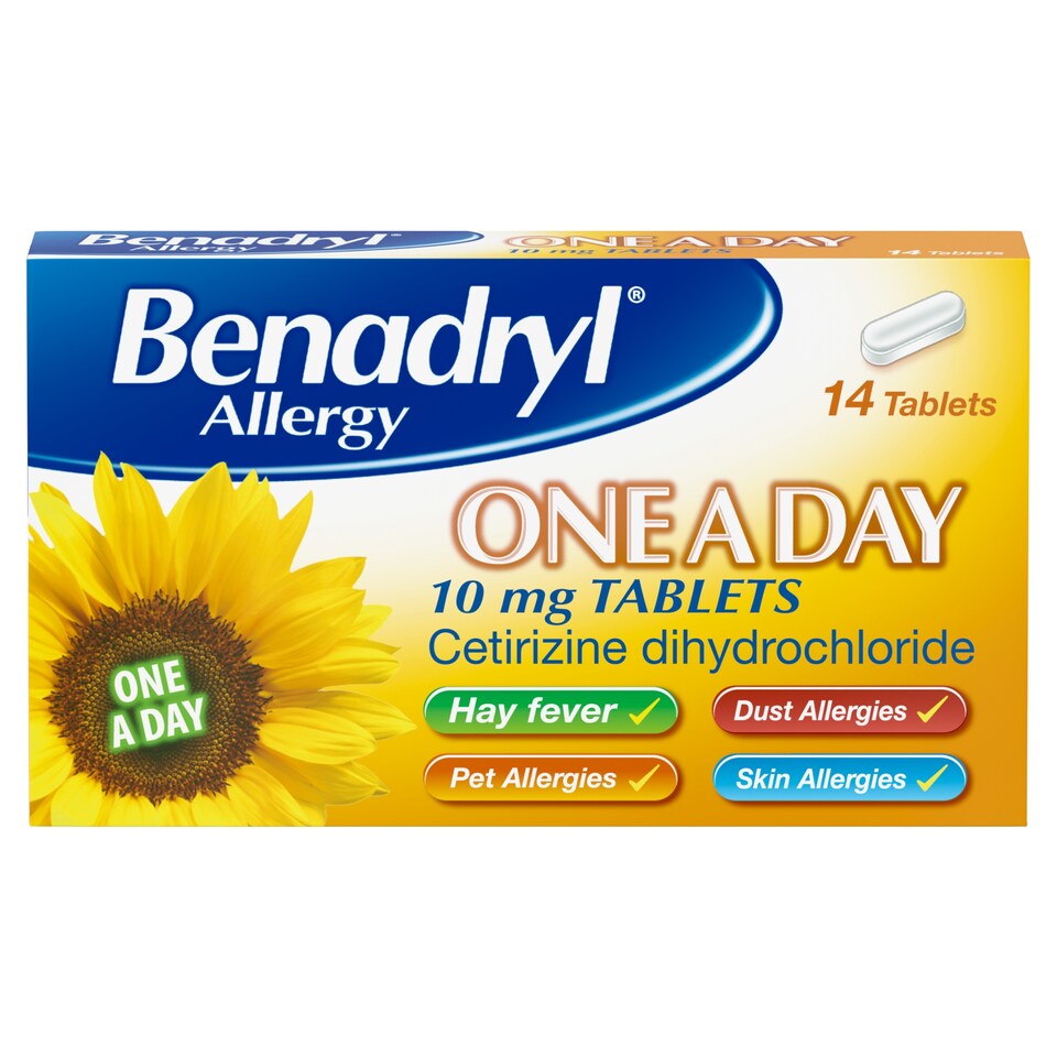 image 1 of Benadryl Allergy One A Day 10mg Long-Lasting Hayfever Relief 14 Tablet