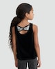 image 3 of F&F Girls Velvet Bow Back Top in Black