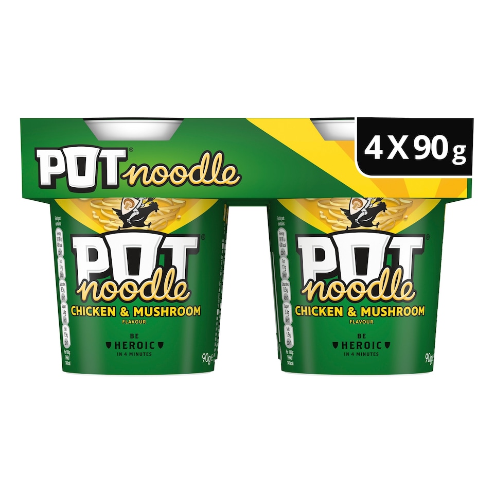 image 1 of Pot Noodle Chicken & Mushroom Instant Noodles Multipack 4x90g