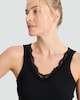 image 2 of F&F Soft Touch Ribbed Lace Trim Thermal Cami Top in Black