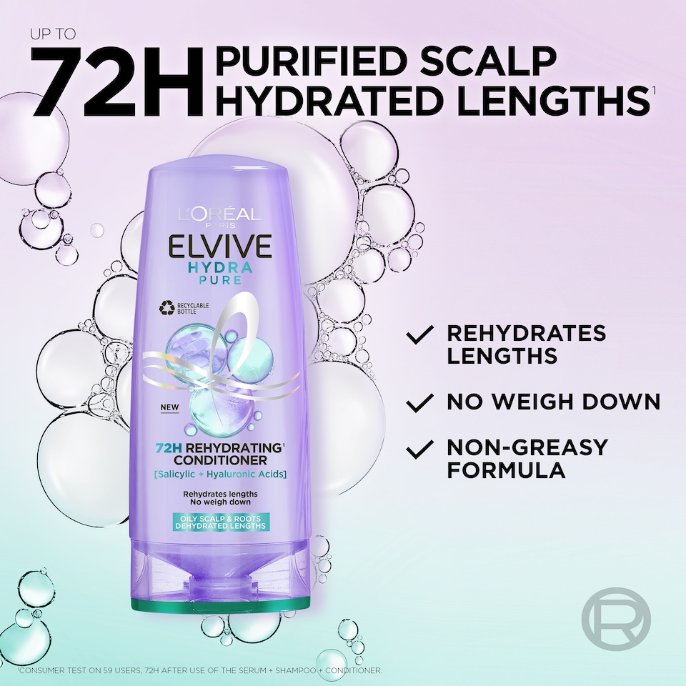 image 1 of L'Oreal Paris Elvive Hydra Pure 72H Rehydrating Conditioner 200ml