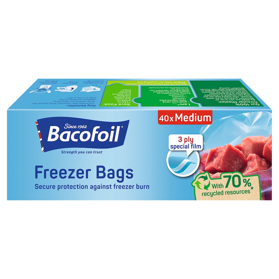 image 1 of Bacofoil Freezer Bags Medium 40 Pack