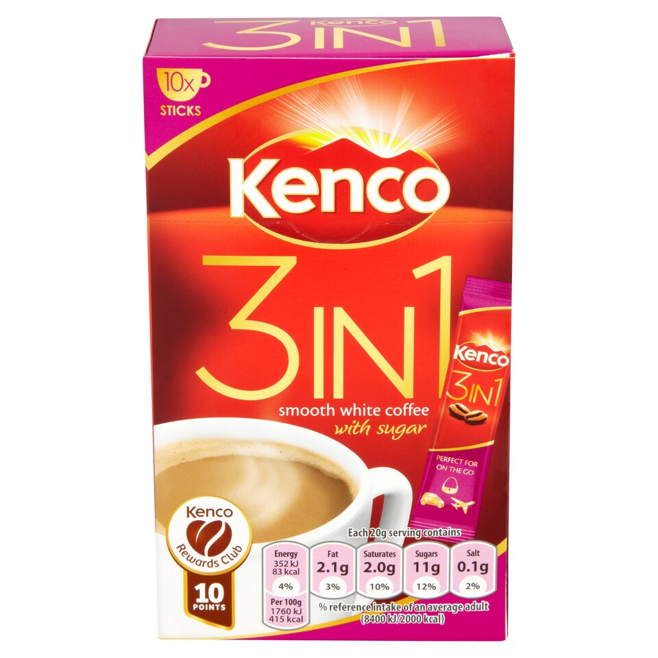 Kenco Fusion 3 In 1 Instant Coffee 10 Sachets 200G Tesco Groceries