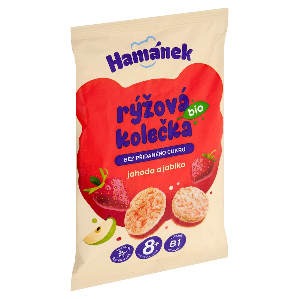 Obrázek 1 pro produkt Hamánek Rýžová bio kolečka jahoda a jablko 35g