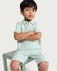 image 1 of F&F Boys 2-Piece Cotton Rich Textured Polo Shirt and Shorts Set in Mint