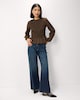 image 2 of F&F Shirred Peplum Top in Multi Brown