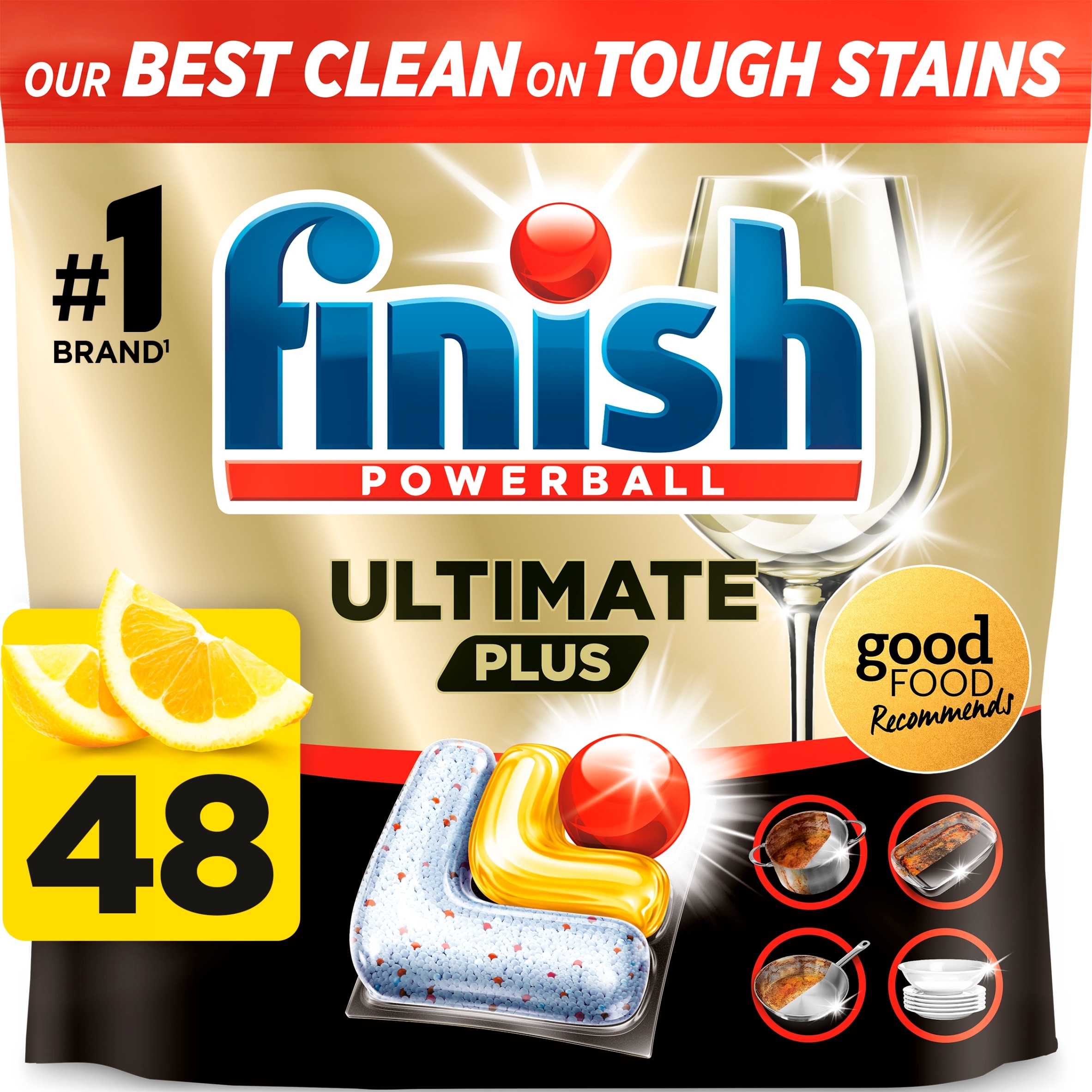 Finish Ultimate Plus All In One 48 Dishwasher Tablets Lemon 585.6g