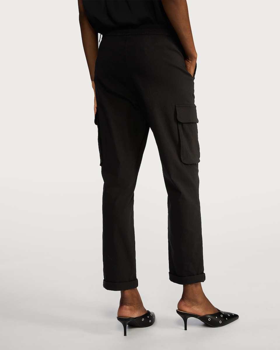 image 1 of F&F Ultra Comfort Cuffed Cargo Trousers in Black