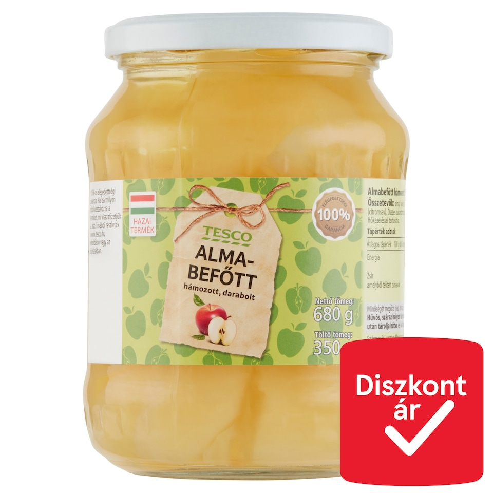 Tesco hámozott, darabolt almabefőtt 680 g