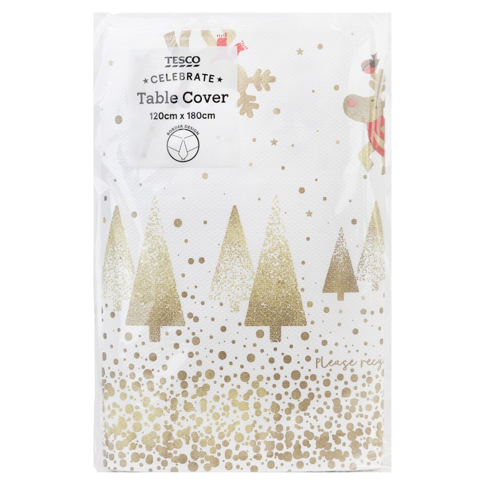 Tesco Flitter Reindeer Christmas Tablecover 180 X 120cm