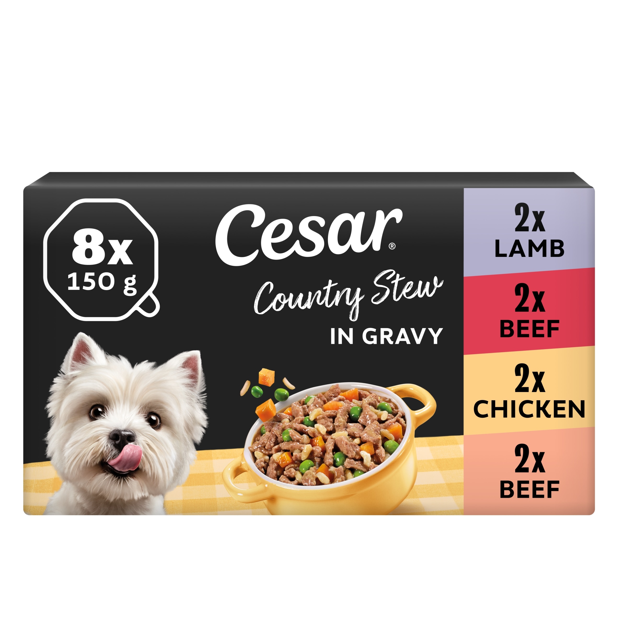 Cesar Juicy Hotpot Wet Dog Food Tray Mixed in Gravy 8x150g