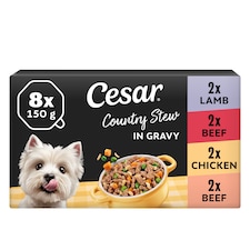 Cesar Juicy Hotpot Wet Dog Food Tray Mixed in Gravy 8x150g