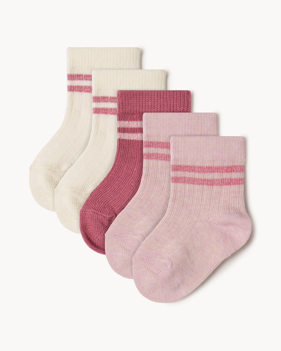 F&F Baby 5-Pack Cotton Blend Striped Ankle Socks in Multi