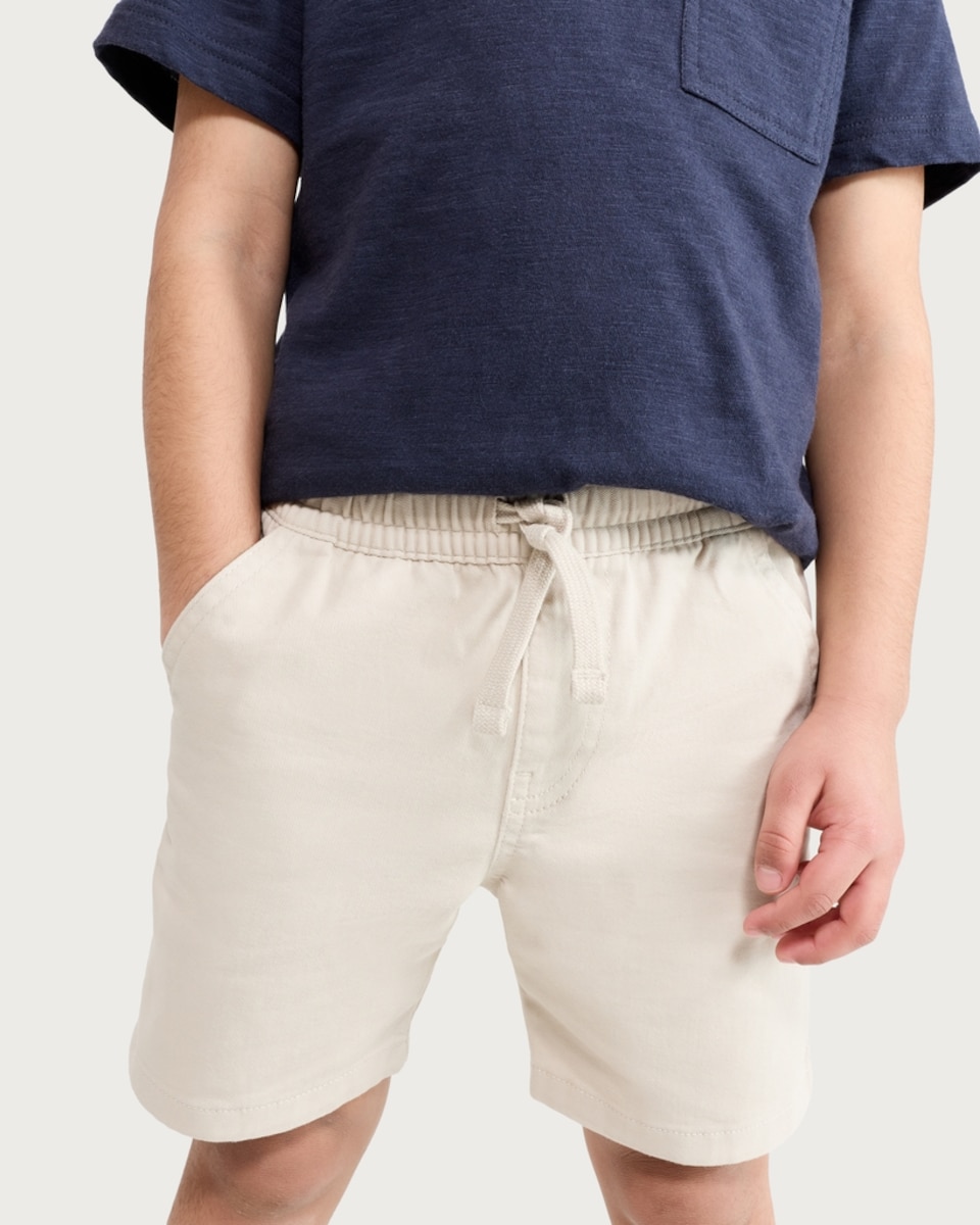 image 1 of F&F Boys Cotton Rich Drawstring Shorts in Stone