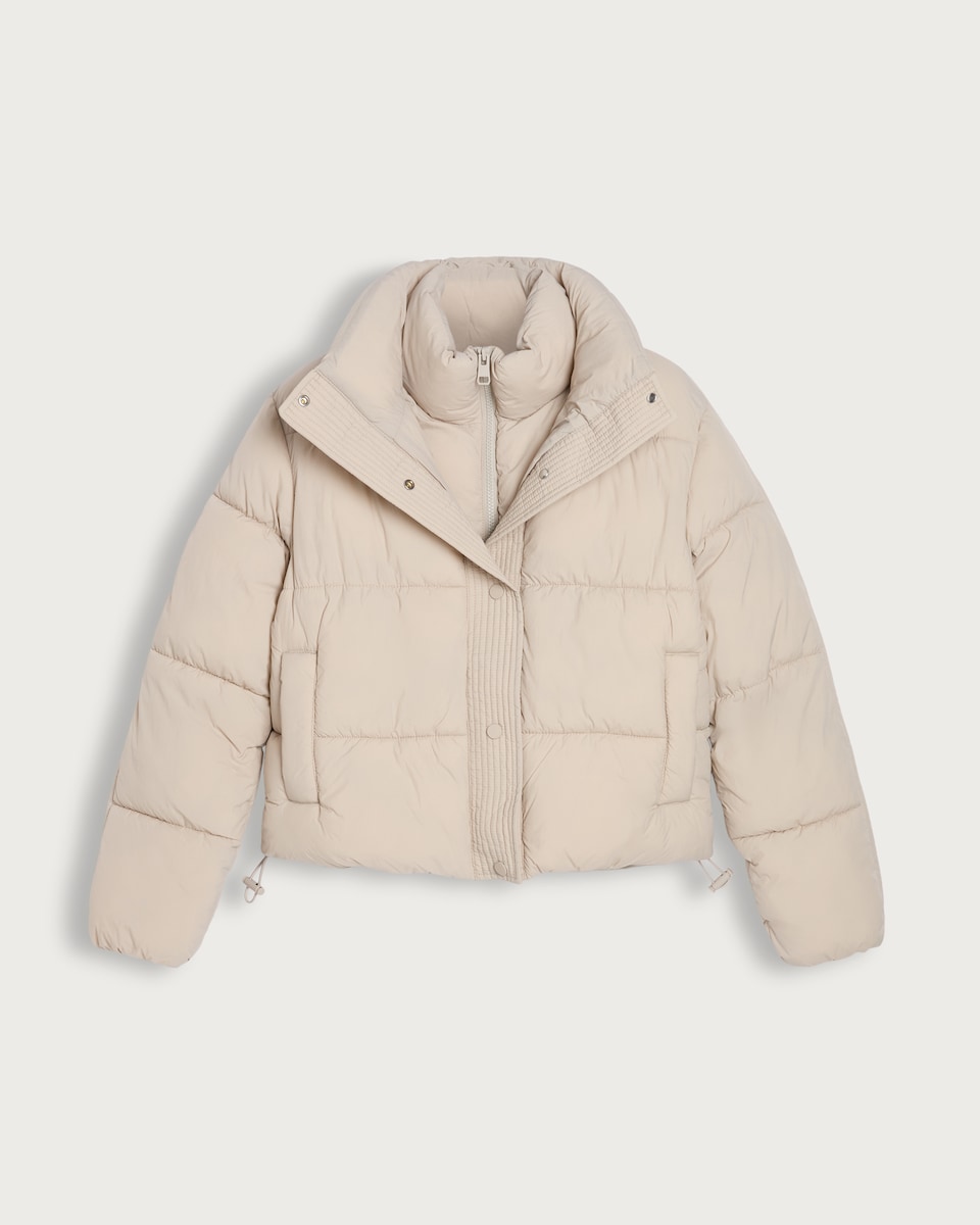 F&F Active Cropped High Neck Puffer Jacket in Neutral