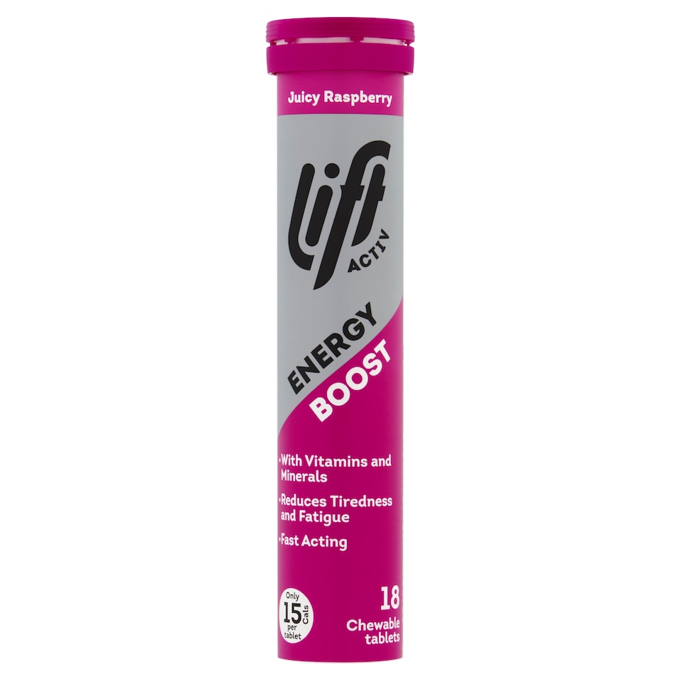 LiftActiv Energy Boost Chewable Tablets - Juicy Raspberry 18s