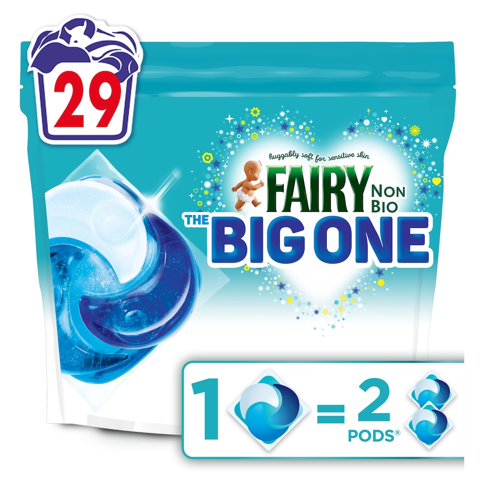 image 1 of Fairy Non Bio Big One Washing Liquid Pods 29 washes 1151.3g