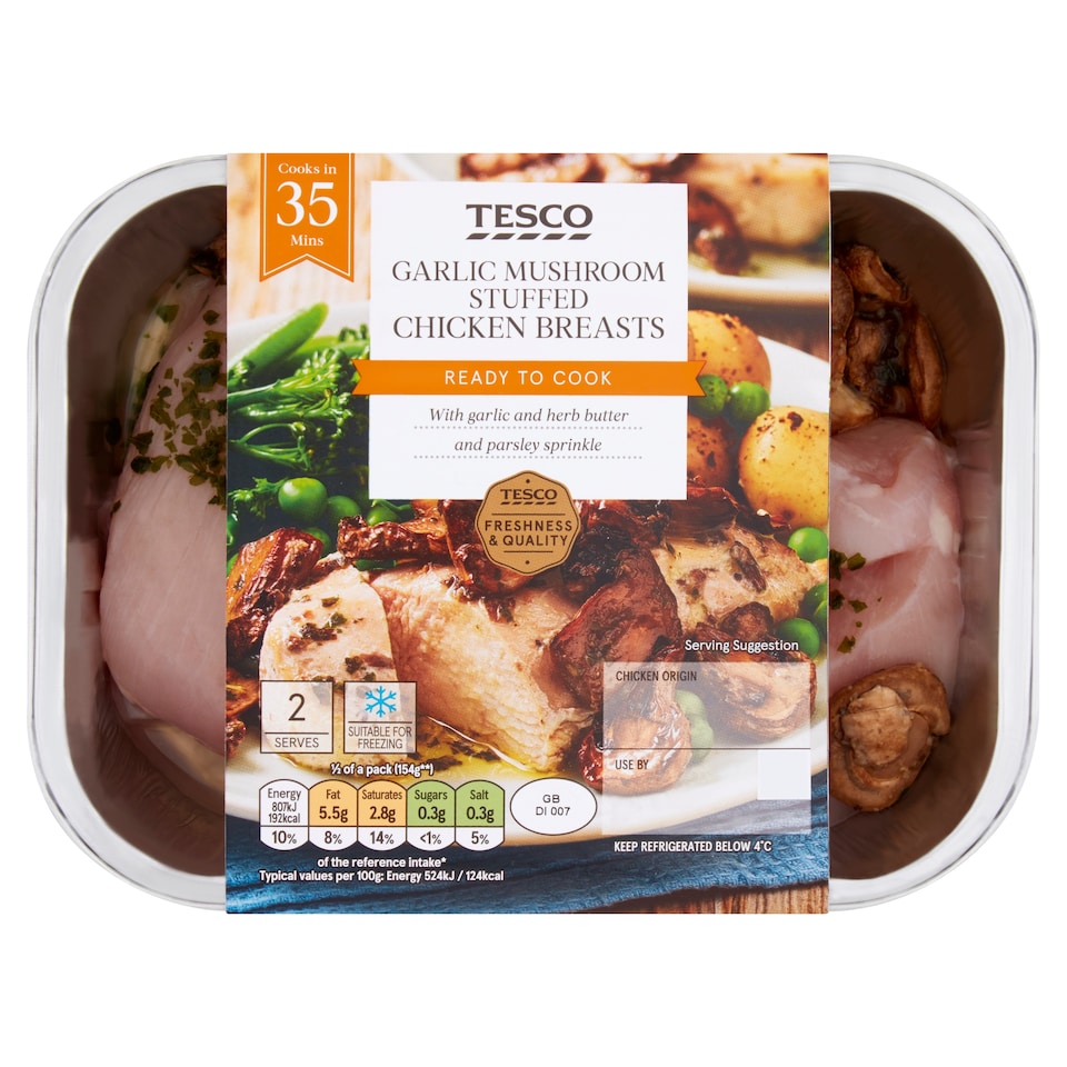 Tesco 2 Chicken Garlic Mushrooms 345G