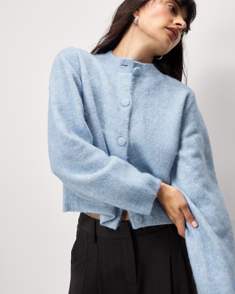 image 1 of F&F Crew Neck Cardigan in Blue